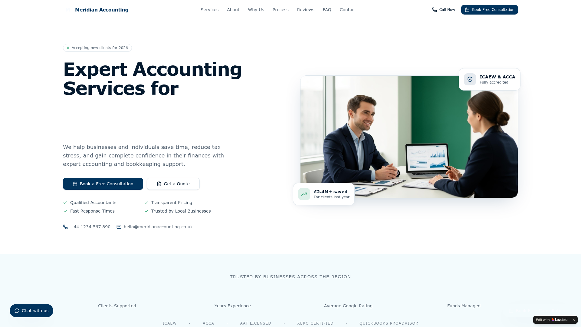 Meridian Accounting website preview