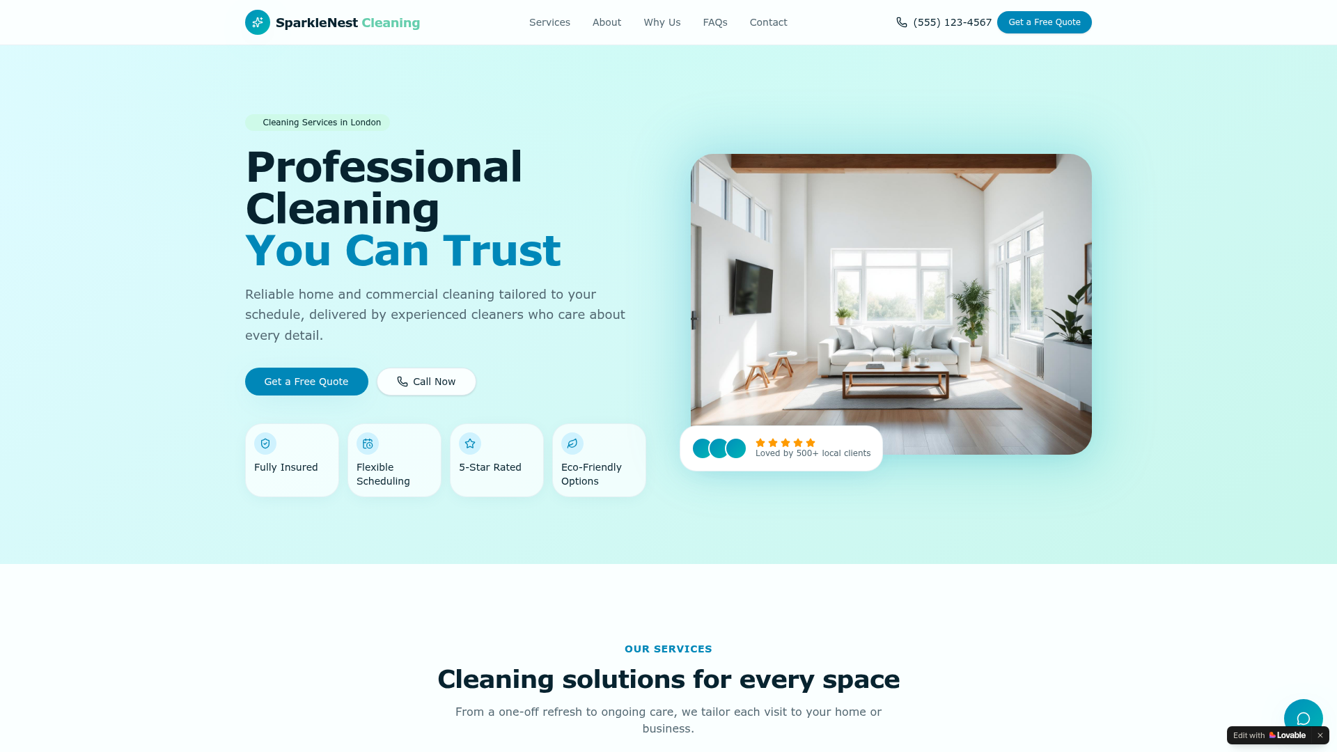 Sparkle Cleaning website preview