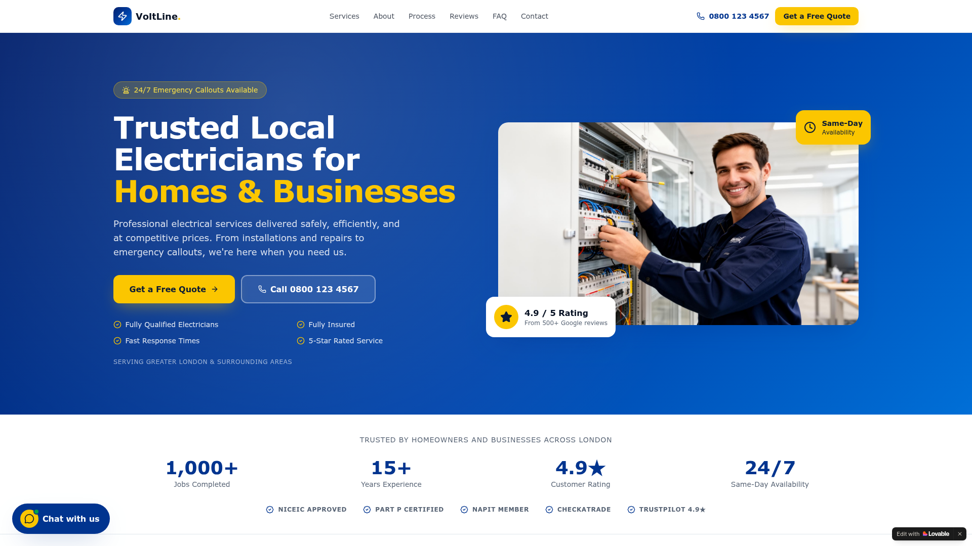 Voltline Electrical website preview
